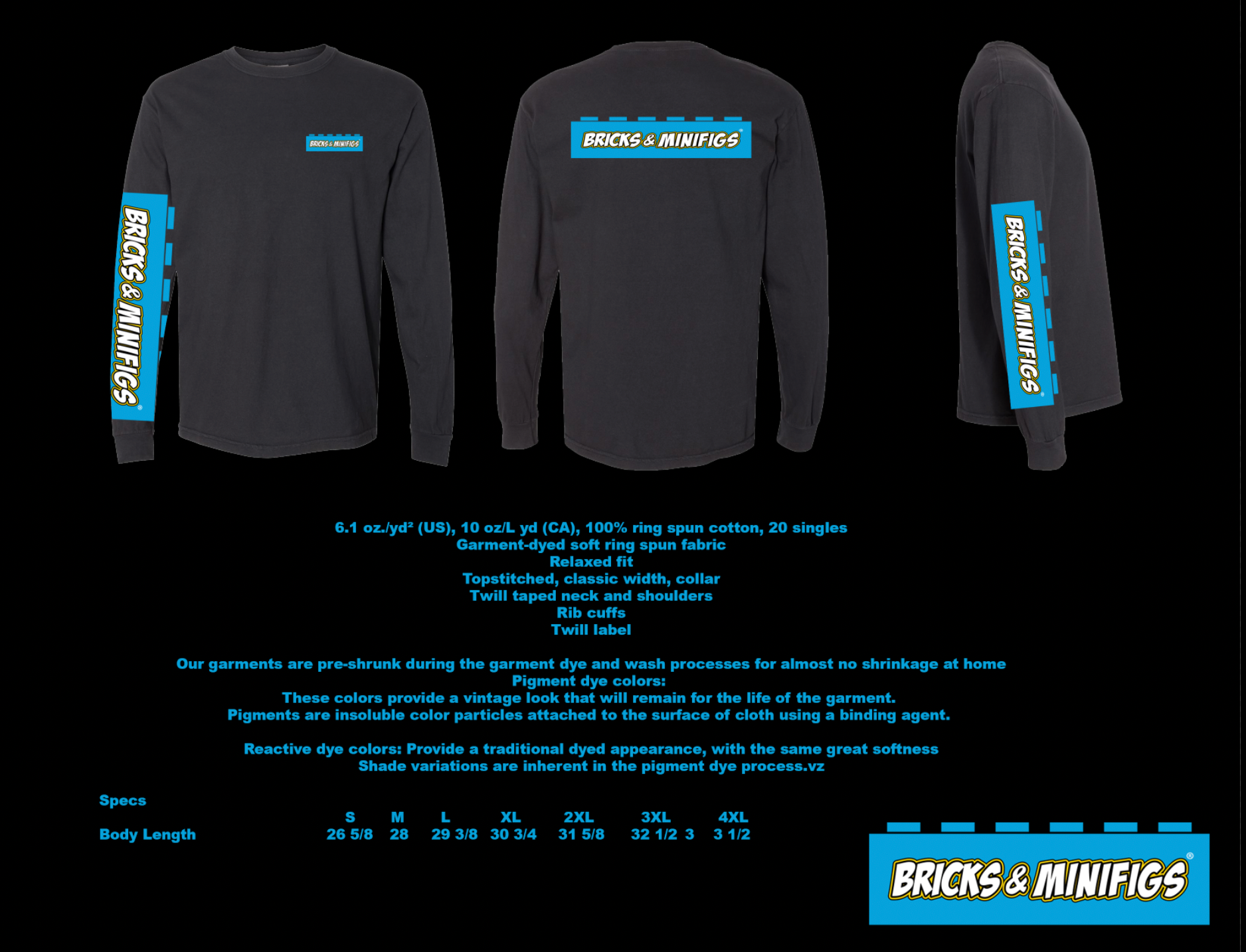 Bricks & Minifigs® Long Sleeve T-Shirt Black – Bricks & Minifigs Merch