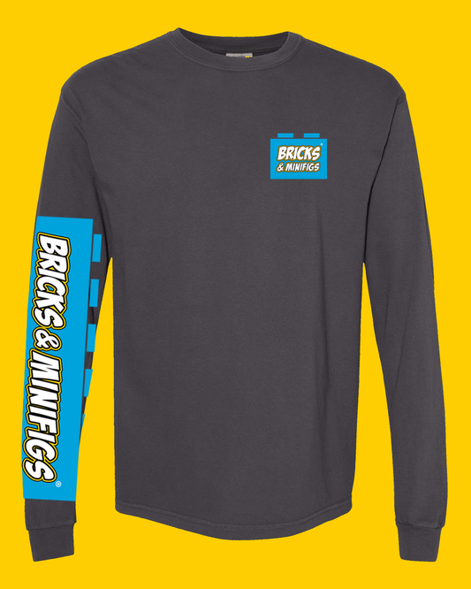 Bricks & Minifigs® Long Sleeve T-Shirt Dark Grey