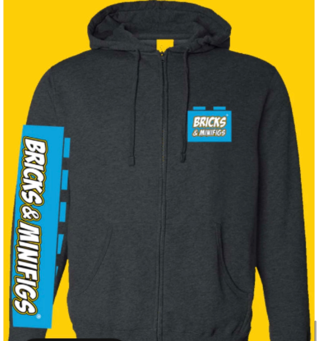 Bricks & Minifigs® Lightweight Zip Hoodie Dark Grey